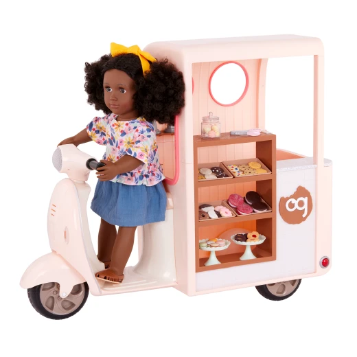 Our Generation, Chip Chip Hooray Cookie Cart Scooter Vehicle & 53-pc Play Food Accessories for Kids Ages 3+ 18" Doll Dessert Playset - Our Generation - Image 6