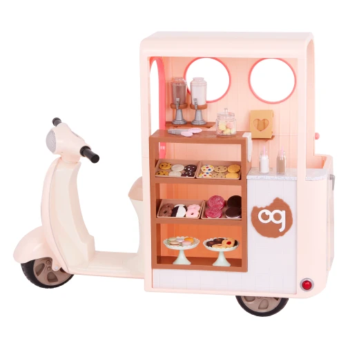 Our Generation, Chip Chip Hooray Cookie Cart Scooter Vehicle & 53-pc Play Food Accessories for Kids Ages 3+ 18" Doll Dessert Playset - Our Generation - Image 7
