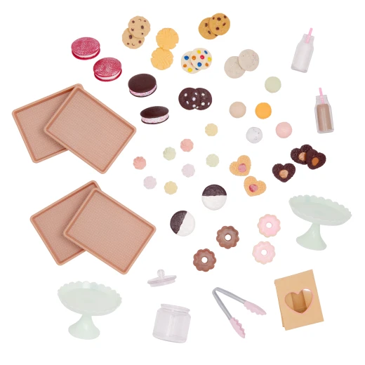 Our Generation, Chip Chip Hooray Cookie Cart Scooter Vehicle & 53-pc Play Food Accessories for Kids Ages 3+ 18" Doll Dessert Playset - Our Generation - Image 9