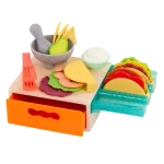 B. Toys, Mini Chef Tiny Taco Playset Play Food Set Pretend Kitchen Food Role Play Taco Making Set Storage Box Educational Toy Age 3 Plus Kids Cooking Learning Set - B. toys