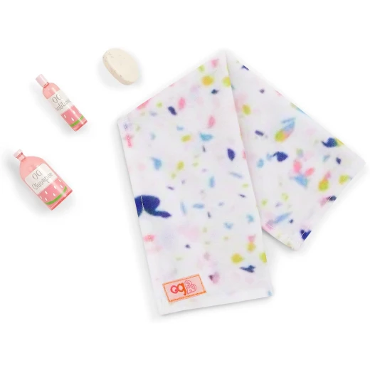 Our Generation, Sweet Bathroom Dollhouse Furniture Set with Shower Cabin Curtain Sink Toilet with Realistic Flushing Sound Towel Soap Shampoo Conditioner Accessories for 46 cm Dolls Dollhouse Bathroom Playset for Kids Age 3+ - Our Generation - Image 5