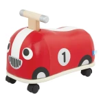 Battat, Racing Car Driving Toy Rollin’ Race Car Ride-On for Toddlers 18 Months and Up with 360 Degree Rotating Wheels Soft Fabric Seat Wooden Frame Active Play Educational Toy - Battat