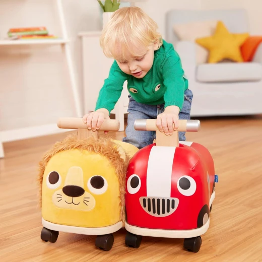 Battat, Racing Car Driving Toy Rollin’ Race Car Ride-On for Toddlers 18 Months and Up with 360 Degree Rotating Wheels Soft Fabric Seat Wooden Frame Active Play Educational Toy - Battat - Image 6