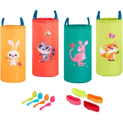 B. Toys, 3 Outdoor Games For Kids Racing Sacks 3 Legged Race Bands Egg And Spoon Game Outdoor Games Galore Party Activity Set For Kids 5 Years Plus Active Group Play Coordination Skills - B. toys - Image 2