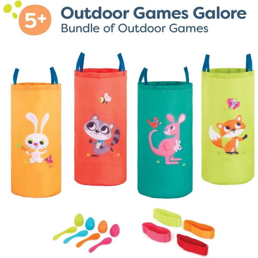 B. Toys, 3 Outdoor Games For Kids Racing Sacks 3 Legged Race Bands Egg And Spoon Game Outdoor Games Galore Party Activity Set For Kids 5 Years Plus Active Group Play Coordination Skills - B. toys - Image 5