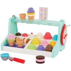 Battat, My Ice Cream Shop 60-Piece Educational Playset for Kids Ages 3+ with Ice Cream Counter 9 Scoop Flavors Utensils Play Money Cards Game Wheel and Guide for Pretend Role-Play Math and STEM Learning