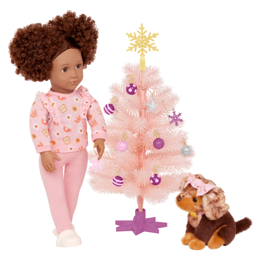 Our Generation, Snowflakes & Sparkles Pink Christmas Tree Accessory Set with Ornaments & Topper for Kids Ages 3+ 18" Doll Holiday Play - Our Generation - Image 2