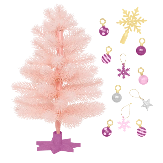 Our Generation, Snowflakes & Sparkles Pink Christmas Tree Accessory Set with Ornaments & Topper for Kids Ages 3+ 18