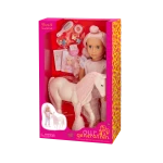 Our Generation, Elara & Lumina 18" Doll and Foal Hair Play Set for Kids Ages 3+ Gray Blue Eyes Pink Hair Styling Accessories - Our Generation