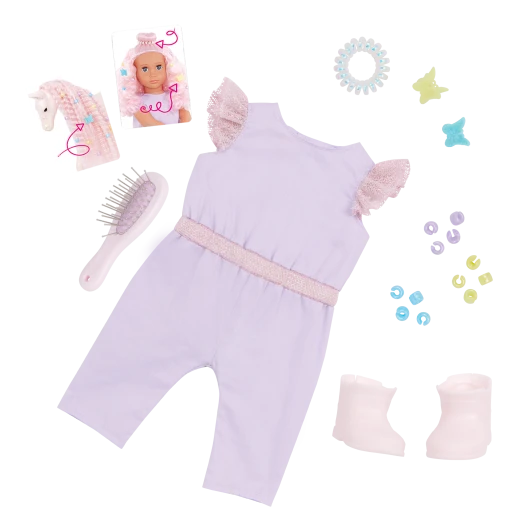 Our Generation, Elara & Lumina 18" Doll and Foal Hair Play Set for Kids Ages 3+ Gray Blue Eyes Pink Hair Styling Accessories - Our Generation - Image 4