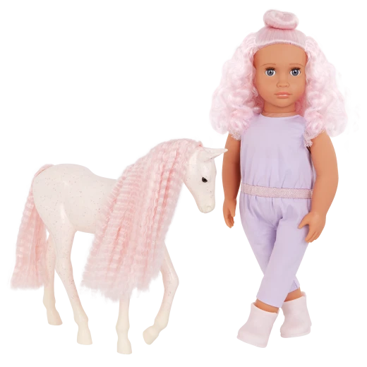Our Generation, Elara & Lumina 18" Doll and Foal Hair Play Set for Kids Ages 3+ Gray Blue Eyes Pink Hair Styling Accessories - Our Generation - Image 9