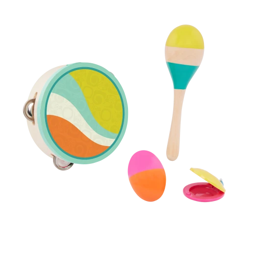 B. Toys, Make A Melody Wooden Musical Instrument Set For Kids 2 Years Plus 9 Piece Educational Music Toys With Xylophone Tambourine Harmonica Maraca And Storage Bag - B. toys - Image 3