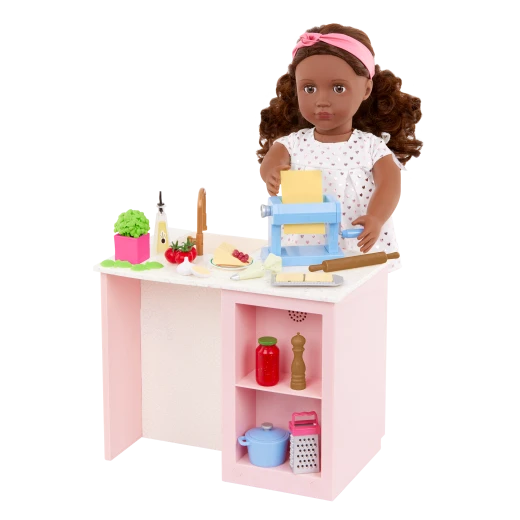 Our Generation, Pasta Party 24-pc Pasta Maker & Play Food Accessories for Kids Ages 3+ 18" Doll Kitchen Set Ravioli Mold Espresso Maker - Our Generation - Image 2