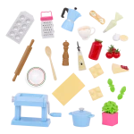 Our Generation, Pasta Party 24-pc Pasta Maker & Play Food Accessories for Kids Ages 3+ 18" Doll Kitchen Set Ravioli Mold Espresso Maker - Our Generation