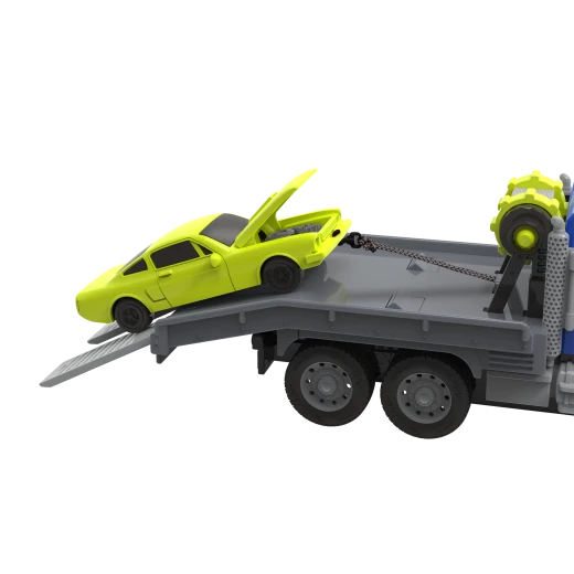 شاحنة سحب بالتحكم عن بعد مع خطاف وبكرة ومنحدر تحميل مع أضواء وصوت لعبة إنقاذ مركبات للأطفال عمر 3 سنوات فما فوق من دريفن - دريفين - Image 4