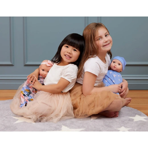 LullaBaby, Twin Baby Dolls and Sleep Sacks Set Boy and Girl 14 Inch Brown Eyes Soft Huggable Body Removable Sleep Sacks Comfy Shorts Headband and Hat Fair Skin Perfect for Kids Ages 2 Years and Up - Lullababy - Image 6