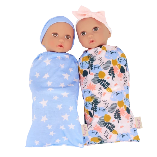 LullaBaby, Twin Baby Dolls and Sleep Sacks Set Boy and Girl 14 Inch Brown Eyes Soft Huggable Body Removable Sleep Sacks Comfy Shorts Headband and Hat Fair Skin Perfect for Kids Ages 2 Years and Up LullaBaby, Twin Baby Dolls and Sleep Sacks Set Boy and Girl 14 Inch Brown Eyes Soft Huggable Body Removable Sleep Sacks Comfy Shorts Headband and Hat Fair Skin Perfect for Kids Ages 2 Years and Up