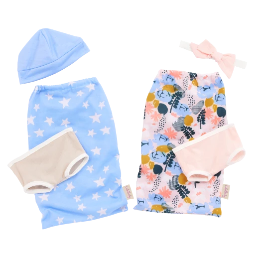 LullaBaby, Twin Baby Dolls and Sleep Sacks Set Boy and Girl 14 Inch Brown Eyes Soft Huggable Body Removable Sleep Sacks Comfy Shorts Headband and Hat Fair Skin Perfect for Kids Ages 2 Years and Up - Lullababy - Image 3