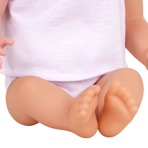 LullaBaby, 14 Inch Baby Doll 2 Piece Outfit Pink Headband Brown Eyes Soft Cuddly Body Removable Pacifier First Baby Doll Gift for Kids 2 Years and Up - Lullababy - Image 5