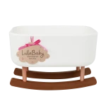 LullaBaby, Baby Doll Rocking Bassinet for Imaginative Play and Nurturing Skills with Modern Speckled White Design Sturdy Lightweight Easy to Clean Perfect for Kids Ages 2 Years and Up - Lullababy