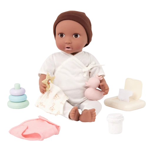 LullaBaby, Baby Doll Play & Care Set Diaper Accessories Stacking Toy Rings Ducky Sippy Cup Baby Wipe Container Pacifier Durable Easy to Clean Ages 2 Years and Up Nurturing Role Play Accessory Set - Lullababy - Image 2