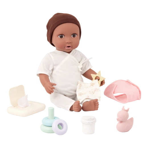 LullaBaby, Baby Doll Play & Care Set Diaper Accessories Stacking Toy Rings Ducky Sippy Cup Baby Wipe Container Pacifier Durable Easy to Clean Ages 2 Years and Up Nurturing Role Play Accessory Set - Lullababy - Image 5