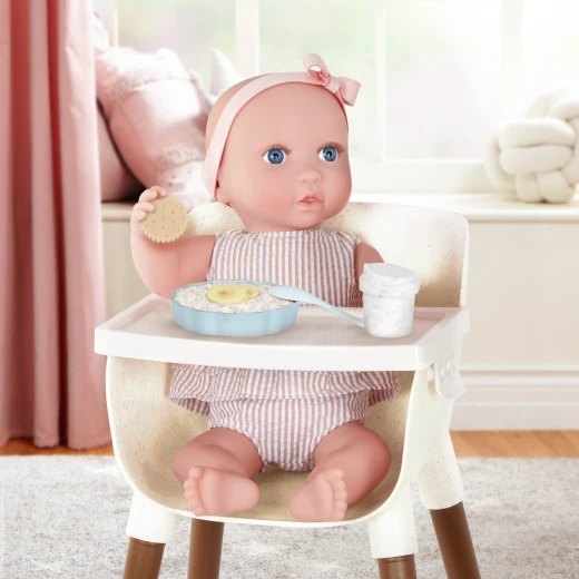 LullaBaby, Baby Doll High Chair Feeding Set with Play Food Accessories 14 Pieces Pretend Feeding Playset for 14 Inch Dolls Kids Age 2 Plus Doll Nursery Role Play Set - Lullababy - Image 2