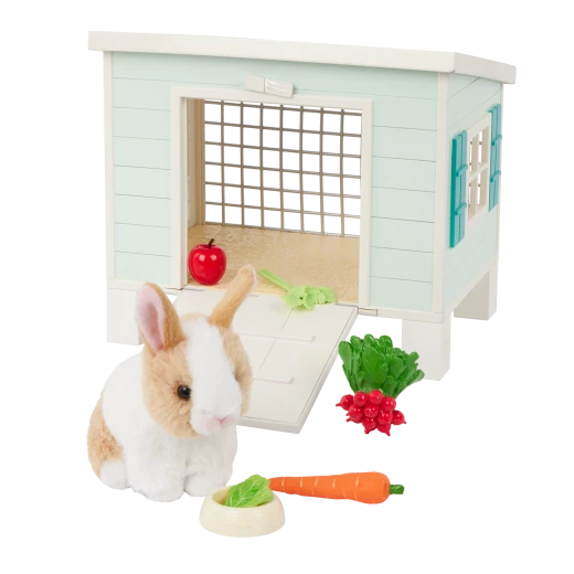 Our Generation, Bunny Hutch Playset with Plush Rabbit & Pet House for Kids Ages 3+ 18" Doll Accessories Food Bowl Carrot Lettuce Radishes - Our Generation - Image 2