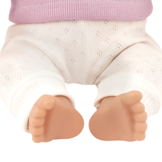 LullaBaby, 14 Inch Baby Doll with Wavy Blonde Hair Blue Eyes Fair Skin Tone Pink Sweater and Pants Soft Cuddly Body Pacifier 2 Hair Elastics First Baby Doll Gift for Kids 2 Years and Up - Lullababy - Image 5