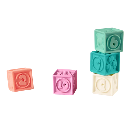 B. Toys, Stacking Cups and Soft Baby Blocks Stackin’ Squishies for Babies 6 Months and Up with 17 Sensory Pieces Numbers Shapes Animals Chew-Friendly Bath Play - B. toys - Image 3