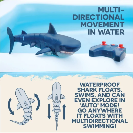 TERRA, RC Great White Shark Remote Control Water Toy Realistic Electronic Swimming Shark Waterproof Rechargeable Battery Pool Bath Toy for Kids 6+ - Terra - Image 8