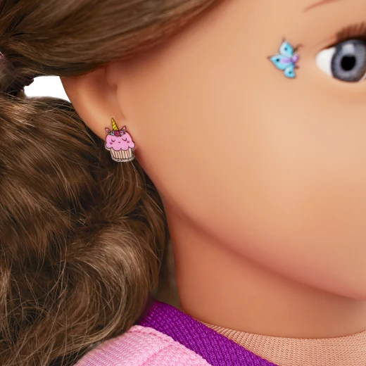 Our Generation, Finley 18 Inch Doll with 50+ Colorful Stickers and Pop-It Fidget Sticker Book, Violet Opening and Closing Eyes, Wavy Light Brown Hair, Pink Dress with Rainbow Trim and Accessories, Gift for Kids Age 3+ - Our Generation - Image 8