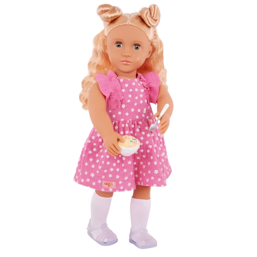 Our Generation, Gillian 18" Doll with Pink Dress & Rainbow Pajama Outfits for Kids Ages 3+ Blonde Hair Hazel Eyes Accessories - Our Generation - Image 2