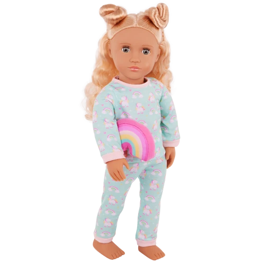 Our Generation, Gillian 18" Doll with Pink Dress & Rainbow Pajama Outfits for Kids Ages 3+ Blonde Hair Hazel Eyes Accessories - Our Generation - Image 3