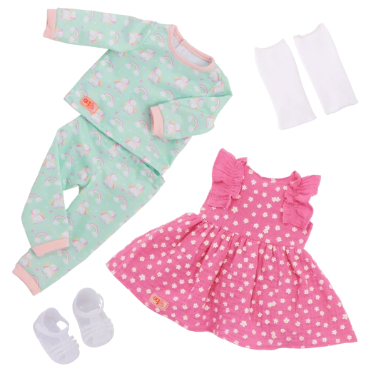 Our Generation, Gillian 18" Doll with Pink Dress & Rainbow Pajama Outfits for Kids Ages 3+ Blonde Hair Hazel Eyes Accessories - Our Generation - Image 5