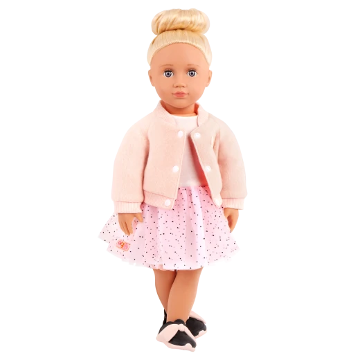 Our Generation, Ballet Academy Varsity Jacket & Dress Outfit for Kids Ages 3+ 18" Doll Clothes Pink Jacket Confetti Dress Bow Shoes - Our Generation - Image 2