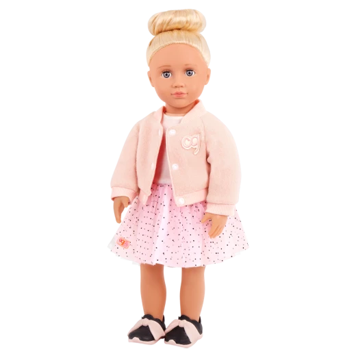 Our Generation, Ballet Academy Varsity Jacket & Dress Outfit for Kids Ages 3+ 18" Doll Clothes Pink Jacket Confetti Dress Bow Shoes - Our Generation - Image 3