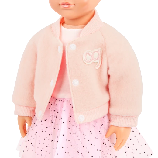 Our Generation, Ballet Academy Varsity Jacket & Dress Outfit for Kids Ages 3+ 18" Doll Clothes Pink Jacket Confetti Dress Bow Shoes - Our Generation - Image 4