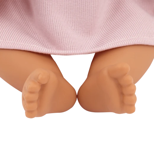 LullaBaby, 14 Inch Baby Doll Pink Dress Bow Headband Pair of Bottoms Brown Eyes Olive Skin Tone Soft Cuddly Body Pacifier First Baby Doll Gift for Kids 2 Years and Up - Lullababy - Image 5