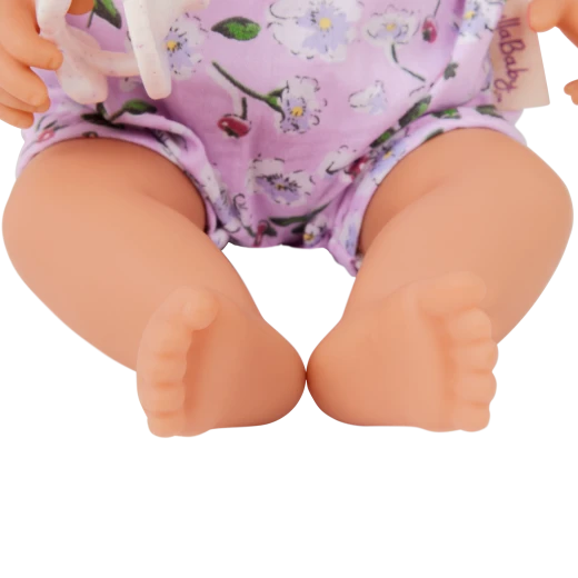LullaBaby, 14 Inch Baby Doll Floral Onesie Bow Headband Blue Eyes Fair Skin Tone Soft Cuddly Body Pacifier First Baby Doll Gift for Kids 2 Years and Up - Lullababy - Image 5