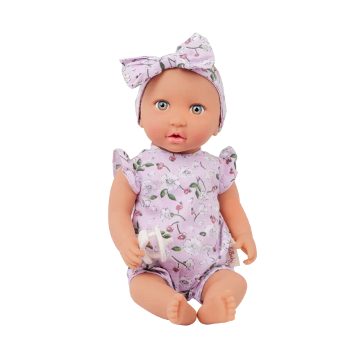 LullaBaby, 14 Inch Baby Doll Floral Onesie Bow Headband Blue Eyes Fair Skin Tone Soft Cuddly Body Pacifier First Baby Doll Gift for Kids 2 Years and Up - Lullababy - Image 2