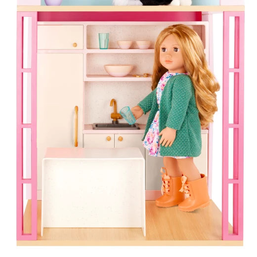 Our Generation, Lovely Loft Pink Dollhouse & Furniture Playset for Kids Ages 3+ 18" Dollhouse 30+ Accessories Real Wood 4 Rooms - Our Generation - Image 5