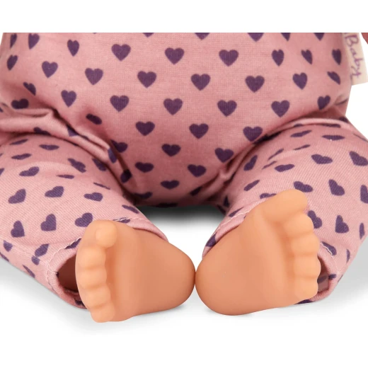 LullaBaby, 14 Inch Baby Doll Purple Hearts Pajama Gray Eyes Soft Cuddly Body Headband Pacifier First Baby Doll Gift for Kids 2 Years and Up - Lullababy - Image 4