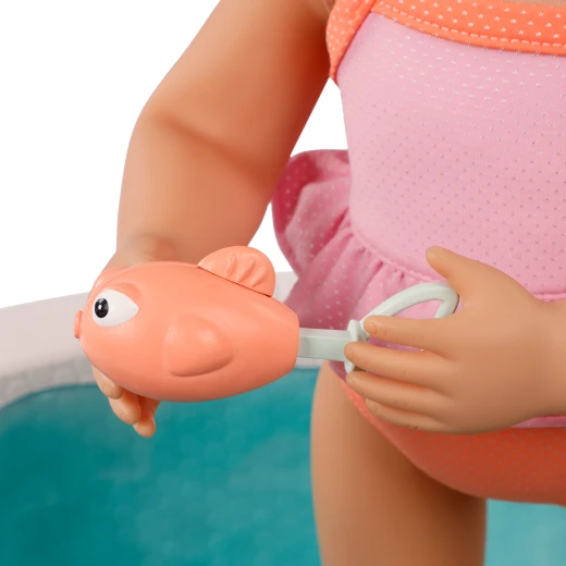 Our Generation, Poolside Fun 17-pc Doll Pool Playset & Accessories for Kids Ages 3+ 18" Doll Large Pink Pool Radio Floaties Goggles - Our Generation - Image 9
