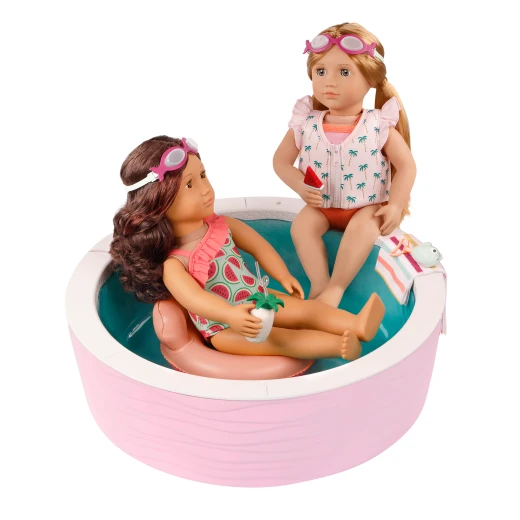 Our Generation, Poolside Fun 17-pc Doll Pool Playset & Accessories for Kids Ages 3+ 18" Doll Large Pink Pool Radio Floaties Goggles - Our Generation - Image 10