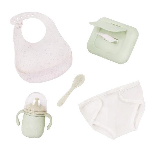LullaBaby, Baby Doll Diaper Bag Set Diaper Bag with Foldout Changing Mat Sippy Cup Diaper Bib Spoon Pretend Baby Wipes Storage Pockets Durable Easy to Clean Ages 2 Years and Up Accessory Set Only - Lullababy - Image 5