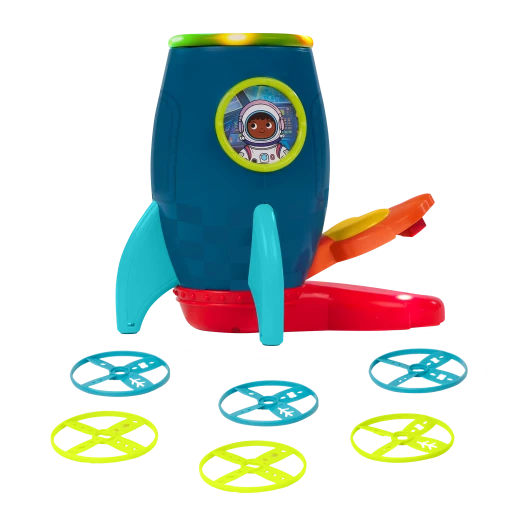 B. Toys, Light-Up Disc Launcher RocketGlow Flying Disc Toy Glow In The Dark Discs Catching Nets Outdoor Indoor Active Play Toy For Kids 4 Years Plus Hand Eye Coordination Game Battery Operated - B. toys - Image 2