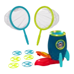 B. Toys, Light-Up Disc Launcher RocketGlow Flying Disc Toy Glow In The Dark Discs Catching Nets Outdoor Indoor Active Play Toy For Kids 4 Years Plus Hand Eye Coordination Game Battery Operated - B. toys