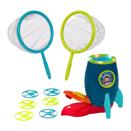 B. Toys, Light-Up Disc Launcher RocketGlow Flying Disc Toy Glow In The Dark Discs Catching Nets Outdoor Indoor Active Play Toy For Kids 4 Years Plus Hand Eye Coordination Game Battery Operated B. Toys, Light-Up Disc Launcher RocketGlow Flying Disc Toy Glow In The Dark Discs Catching Nets Outdoor Indoor Active Play Toy For Kids 4 Years Plus Hand Eye Coordination Game Battery Operated