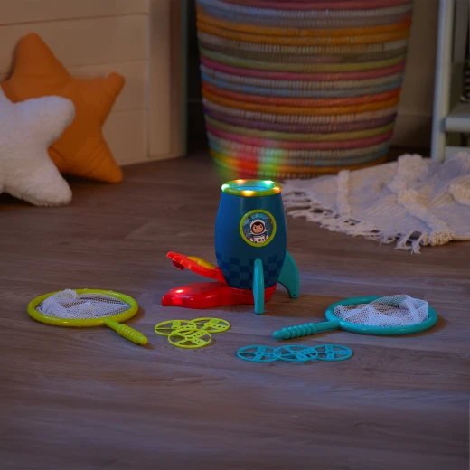 B. Toys, Light-Up Disc Launcher RocketGlow Flying Disc Toy Glow In The Dark Discs Catching Nets Outdoor Indoor Active Play Toy For Kids 4 Years Plus Hand Eye Coordination Game Battery Operated - B. toys - Image 8
